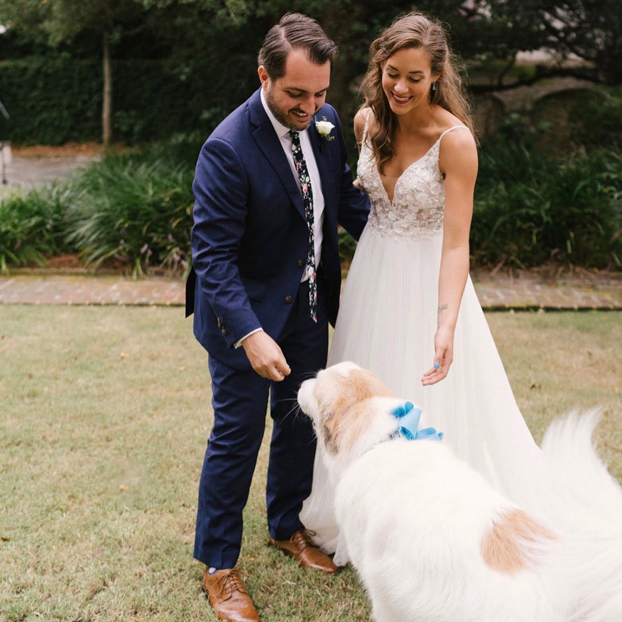 Great Pyrenees with Katie Toussaint and her family at their wedding